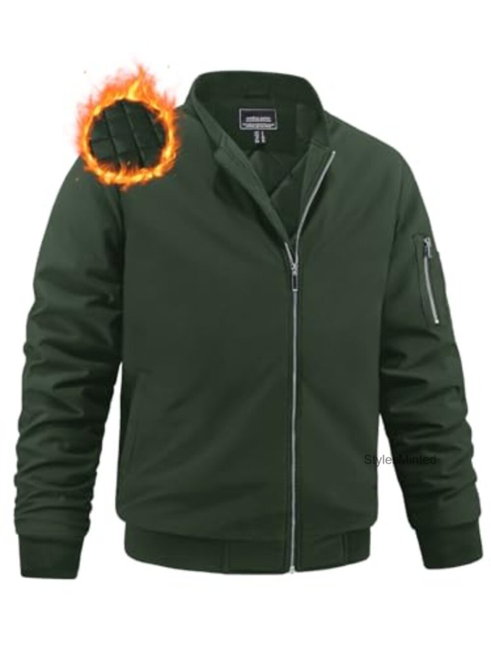 Men's Winter Bomber Jacket Warm Full Zipper Windproof Waterproof Quilted